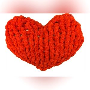 Heart shaped crocheted pillow